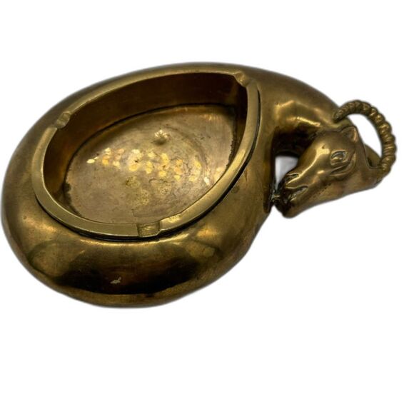 Dolbi Brass 2-Piece Dish Ram Sheep Wildlife Jewelry Dish Ashtray Centerpiece - Picture 7 of 16